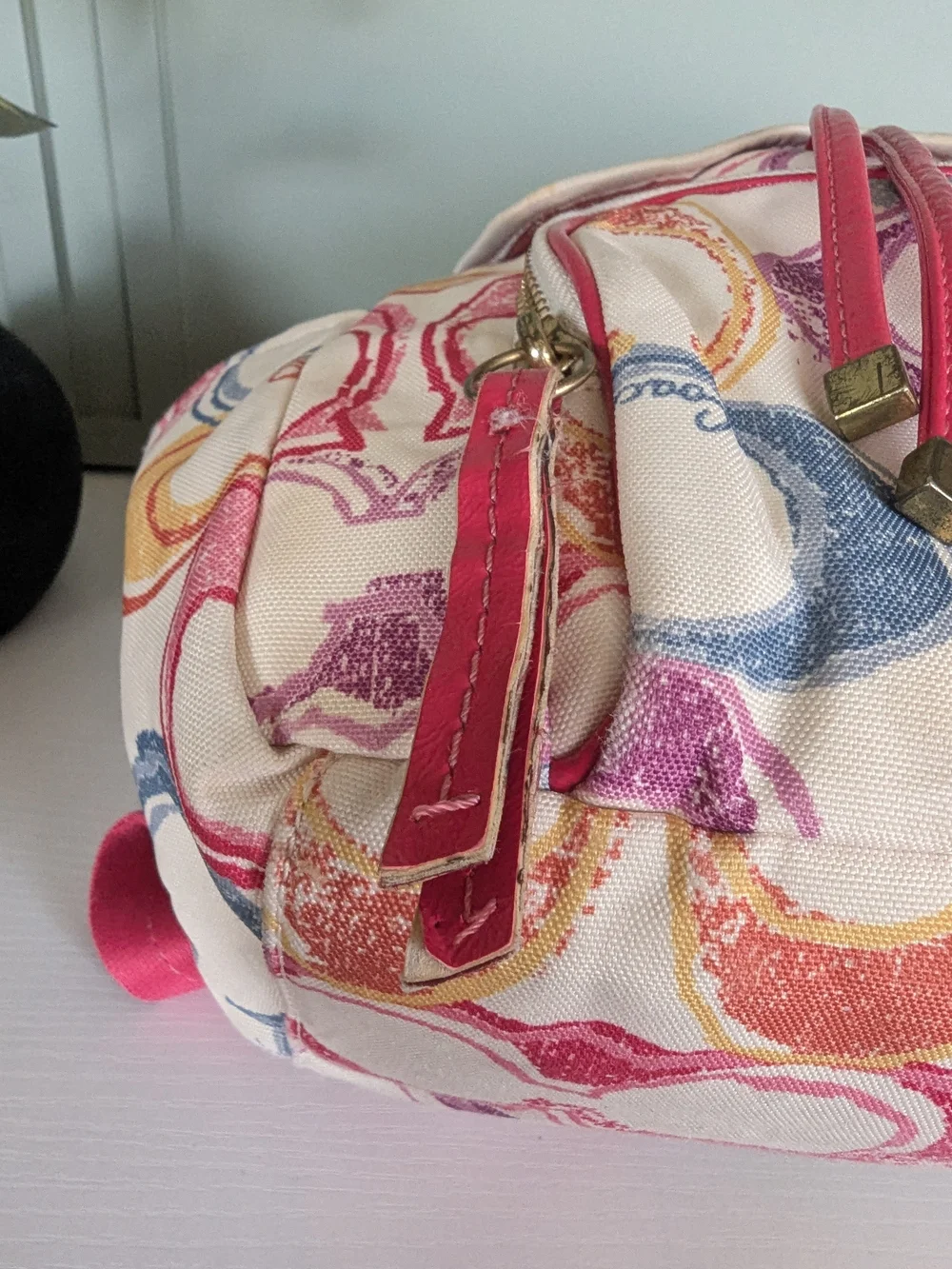 Coach Multicolor Signature Canvas Backpack - Pink Accent